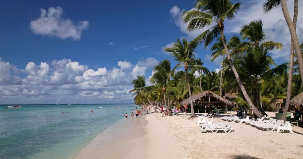 Relaxing resort in Punta Cana, a favorite hot place to visit in December.