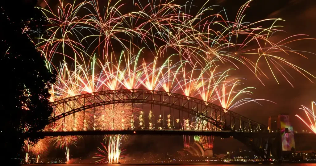 New Year's Eve fireworks over Sydney Harbour Bridge, the best place to travel in december for celebrations