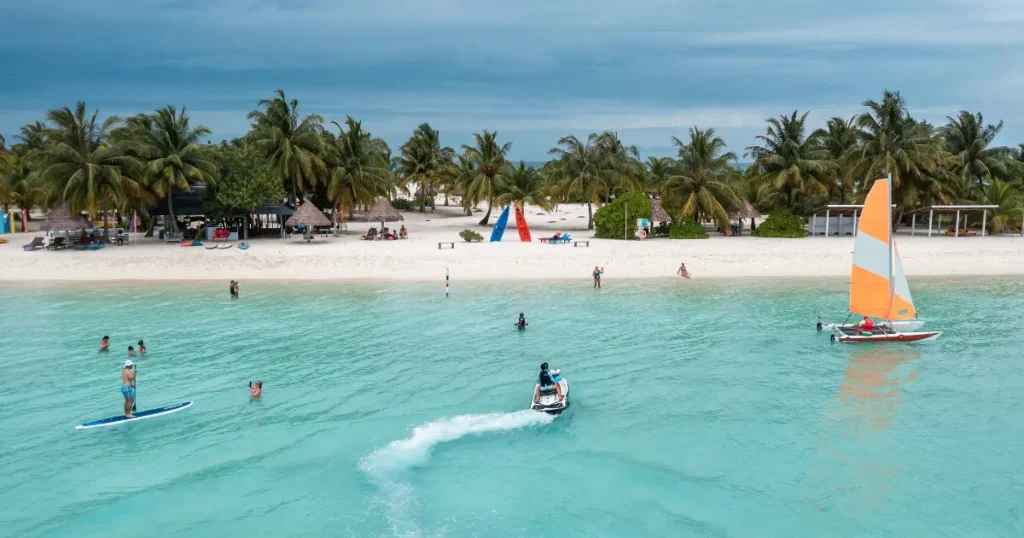 Tropical sunny beach, one of the best hot places to go in December.