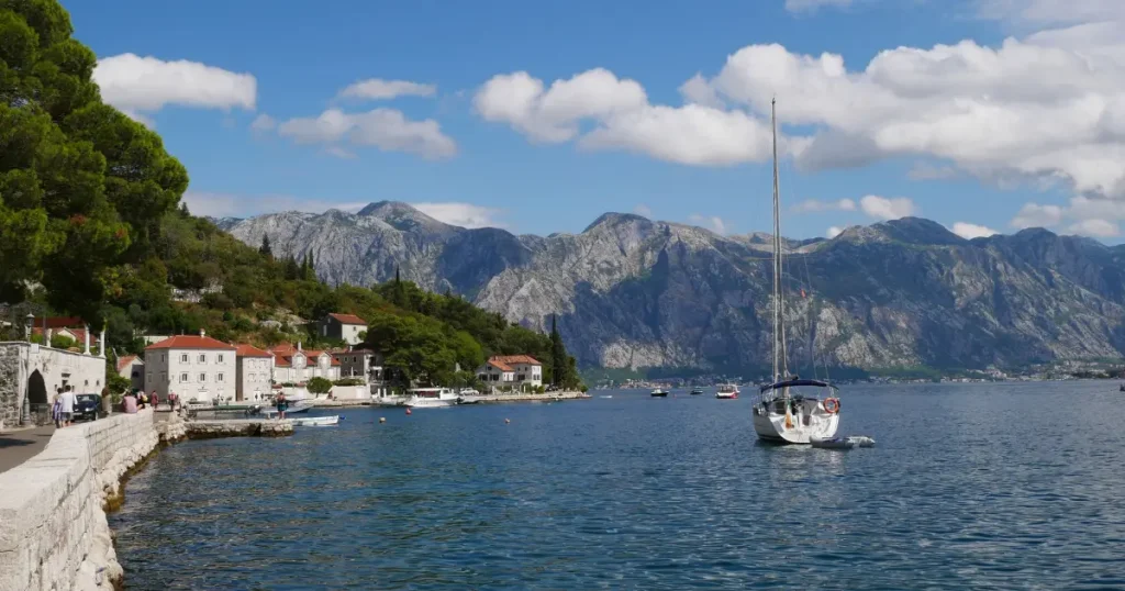 The peaceful coastal town of Perast in Montenegro, representing the chillest balkan country experience.